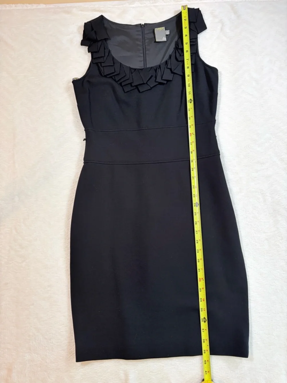 Taylor Black Sleeveless Ruffle-Trim Mini Dress‎